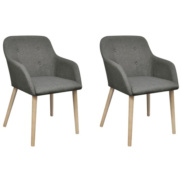 Dining chairs, 2 pcs., St. gray fabric and oak wood. mass