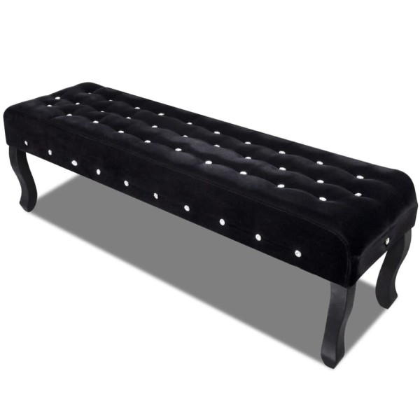 Bench, black, fabric with crystal buttons