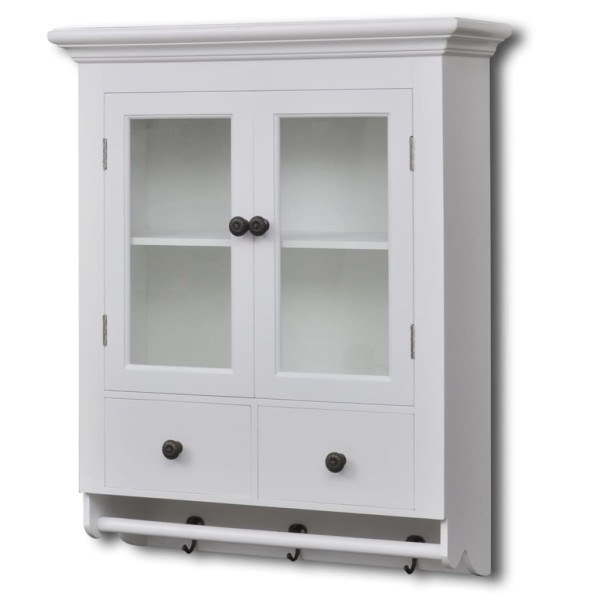 Kitchen cabinet, wooden, with glass doors, white
