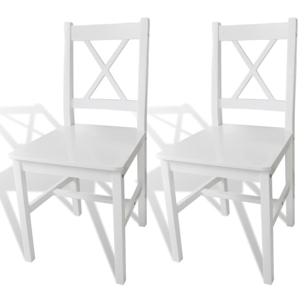 Dining room chairs, 2 pcs., white, pine wood