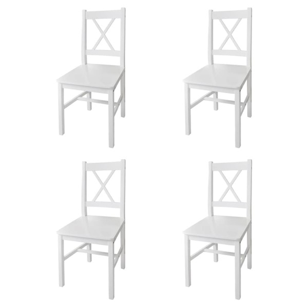 Dining room chairs, 4 pcs., white, pine wood