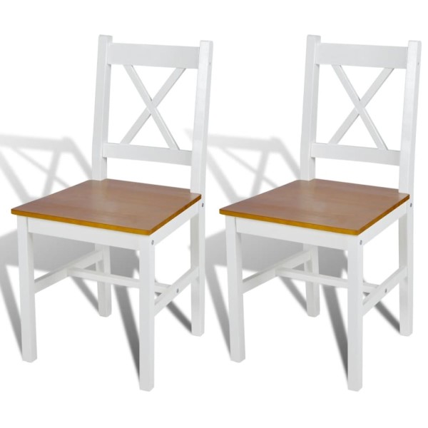 Dining room chairs, 2 pcs., white, pine wood