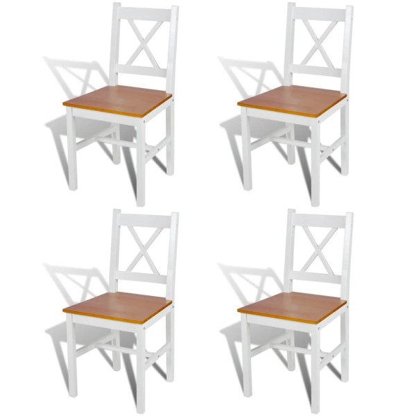 Valgomojo kėdės, 4 vnt., baltos, pušies mediena