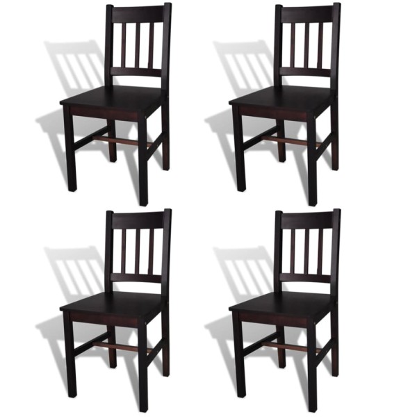 Dining room chairs, 4 pcs., dark brown, pine wood