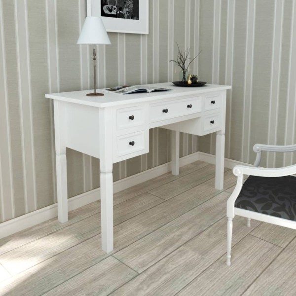 White desk with 5 drawers