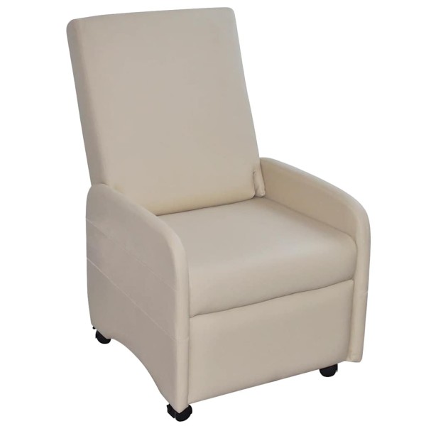 Armchair, cream color, artificial leather, foldable