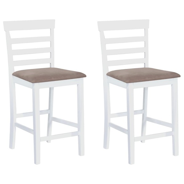 Bar stools, 2 pcs., white, fabric