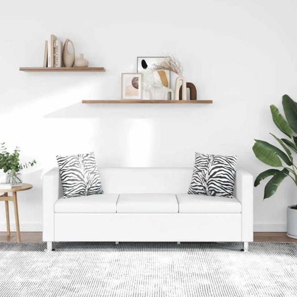 Sofa, white, three-seater, artificial leather