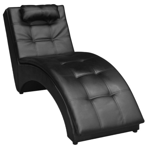 Couch with cushion, black, artificial leather