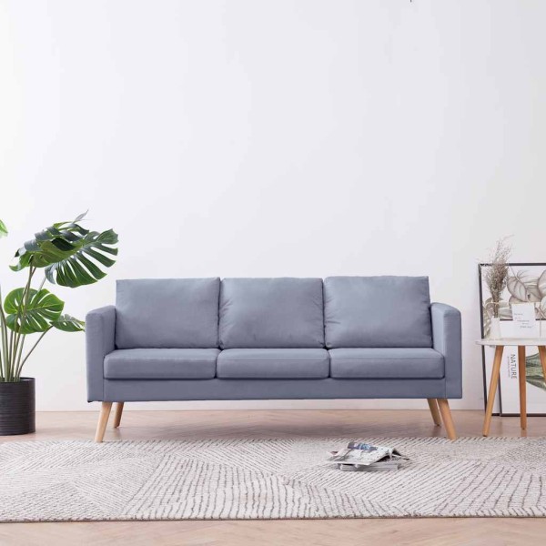 Trivietė sofa, audinys, šviesiai pilka