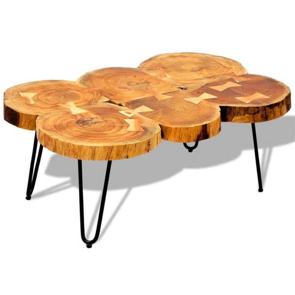 Coffee table, 35 cm, 6 trunks, solid acacia wood.
