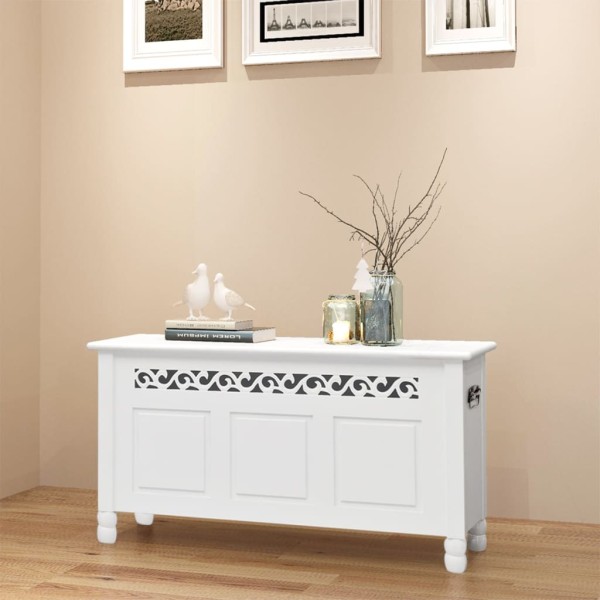 Bench Storage box, Baroque style, White color