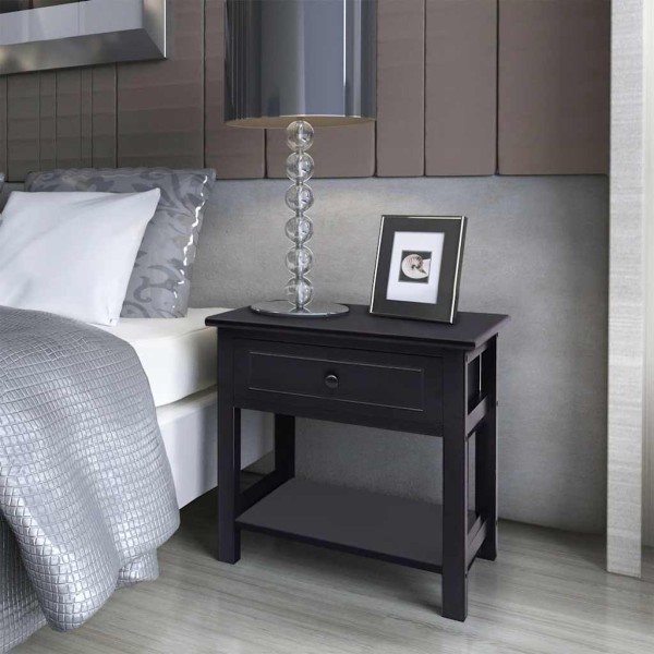 Nightstands, 2 pcs., Wooden, Black