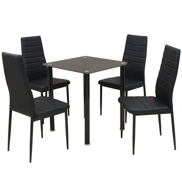 Five-piece dining table and chair set, black