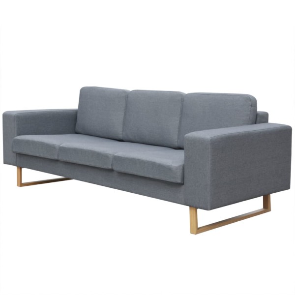three-seater fabric sofa, light gray color