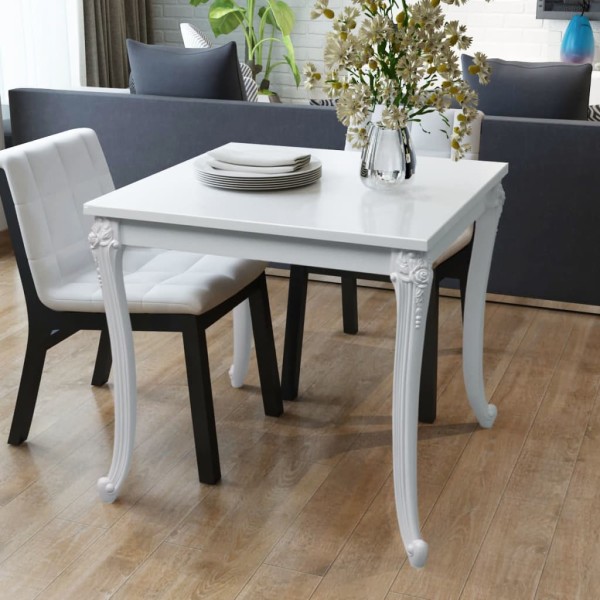 Dining table, 80x80x76 cm, high gloss, white