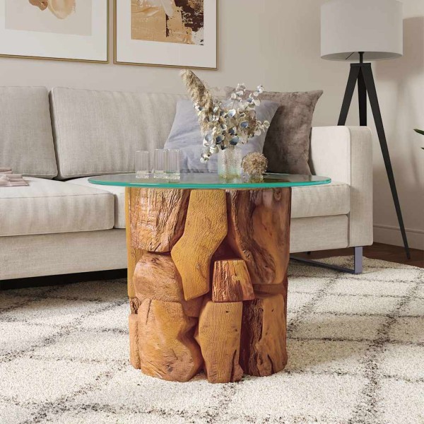 Coffee table, solid teak wood, 60 cm