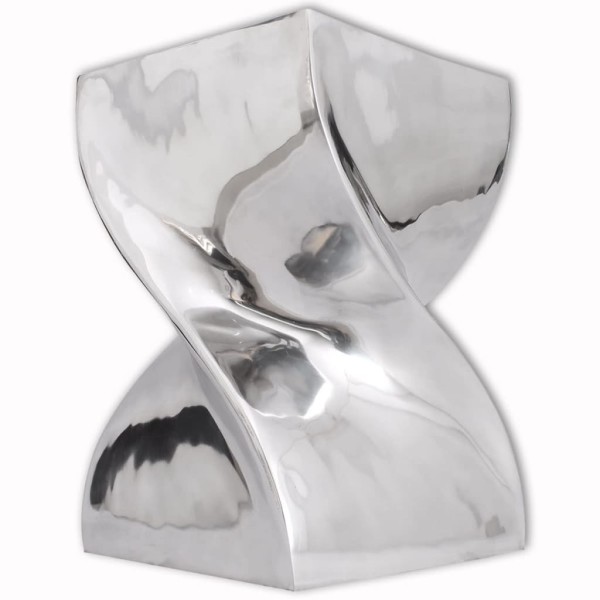 Stool/table, twisted shape, aluminum, silver color