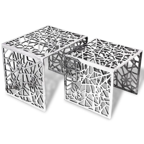 Two-part tables, square, aluminum, silver color