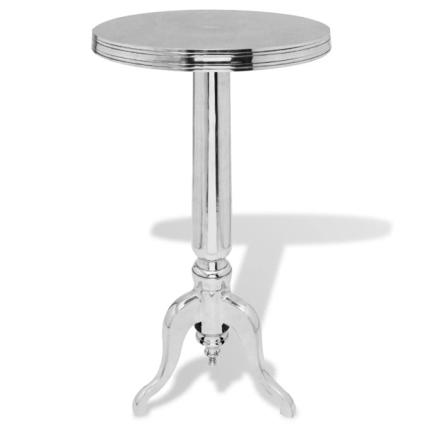 Table, round, aluminum, silver color
