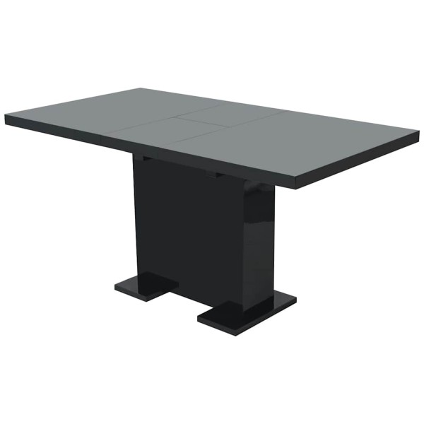 Extendable dining table, black, high gloss