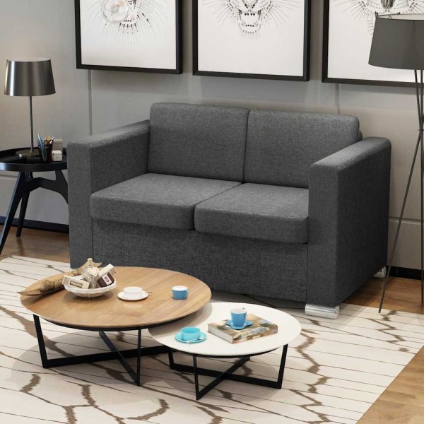 Double sofa, fabric, dark gray