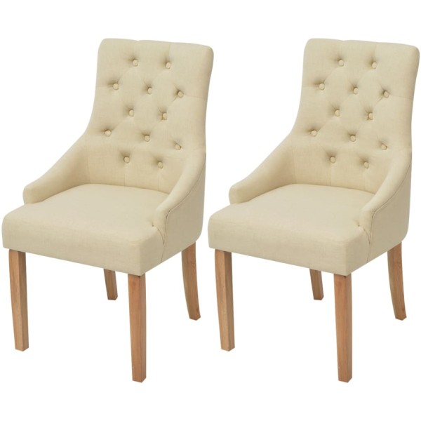 Dining chairs, 2 pcs., cream, fabric