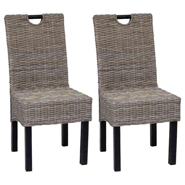 Dining chairs, 2 pcs., Kubu rattan, mango wood