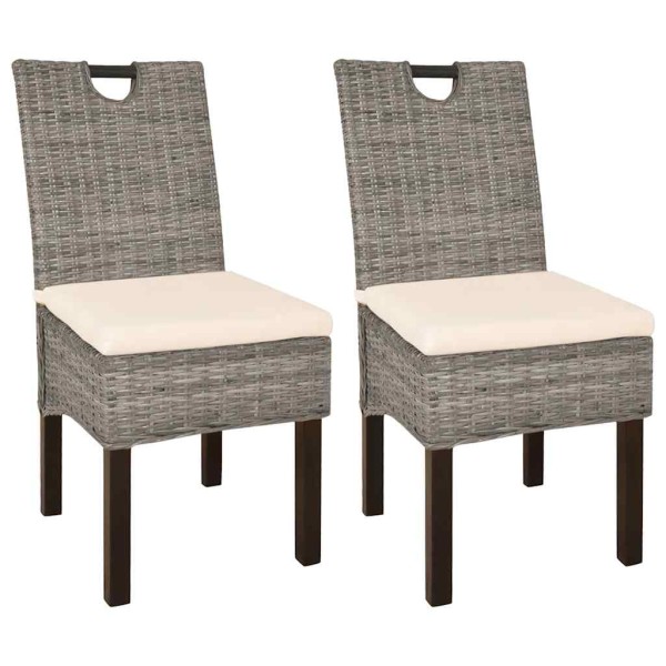 Dining chairs, 2 pcs., Kubu rattan, mango wood