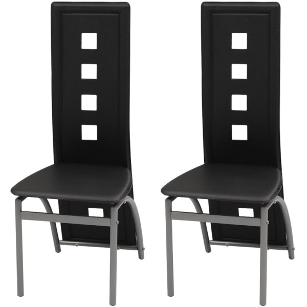Dining room chairs, 2 pcs., black, artificial leather