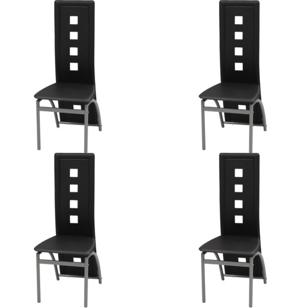 Dining room chairs, 4 pcs., black color, artificial leather