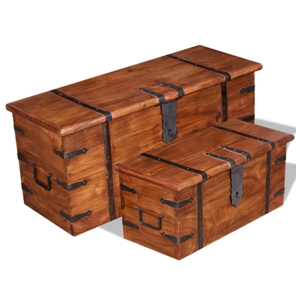 Set of storage boxes, 2 pcs., solid wood