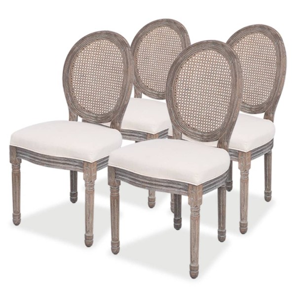 Dining room chairs, 4 pcs., cream color, fabric