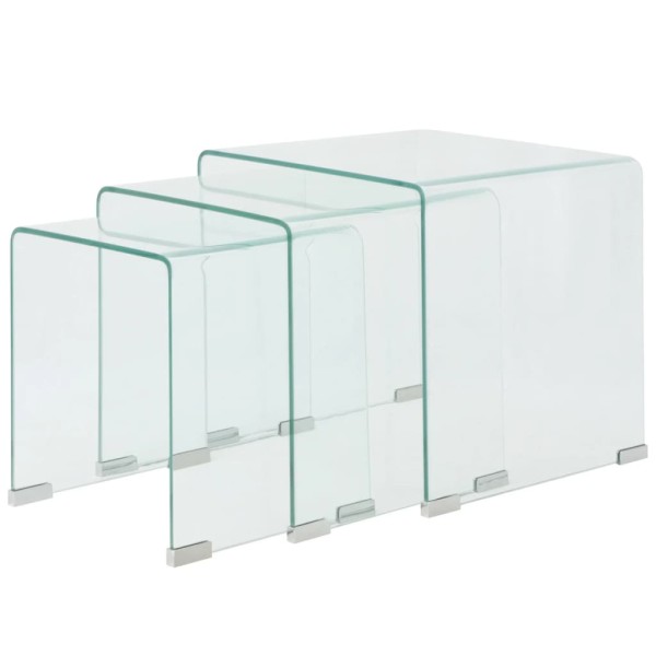 on the 3rd set of sliding tables, tempered glass, transparent