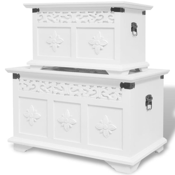 Set of two chests, storage boxes, white