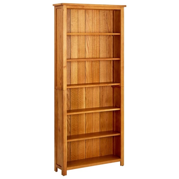 Bookcase with 6 shelves, 80x22.5x180cm, oak wood. mass
