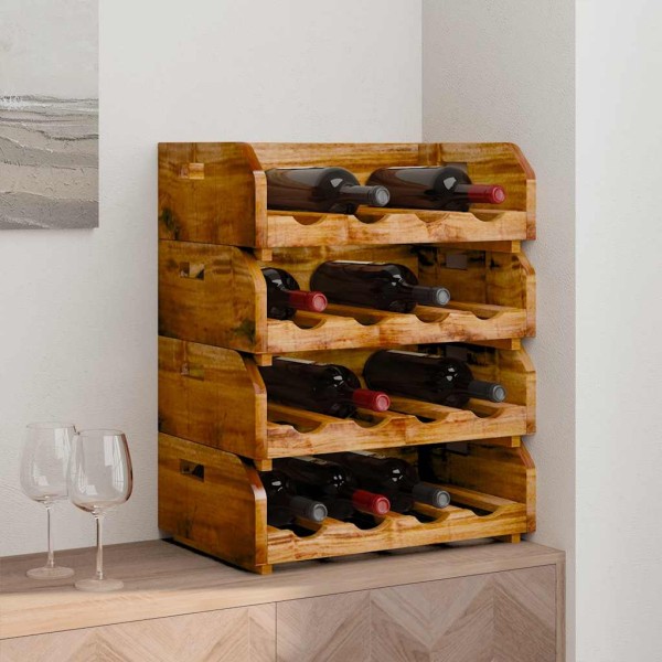 Wine bottle holders, 4 pcs., 16 bottles, mahogany