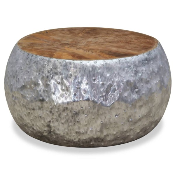 Coffee table, aluminum, teak, 60x60x30cm