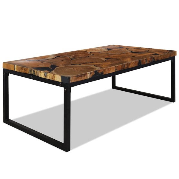 Coffee table, teak and resin, 110x60x40cm