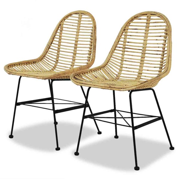 Dining room chairs, 2 pcs., natural rattan