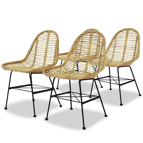 Dining room chairs, 4 pcs., natural rattan