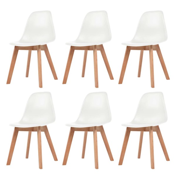 Dining room chairs, 6 pcs., white, plastic