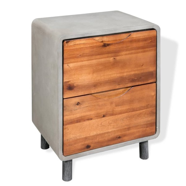 Bedside table, concrete, acacia wood, 40x30x50cm