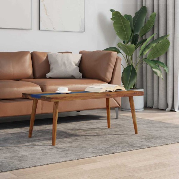 Coffee table, teak and resin, 100x50x40cm