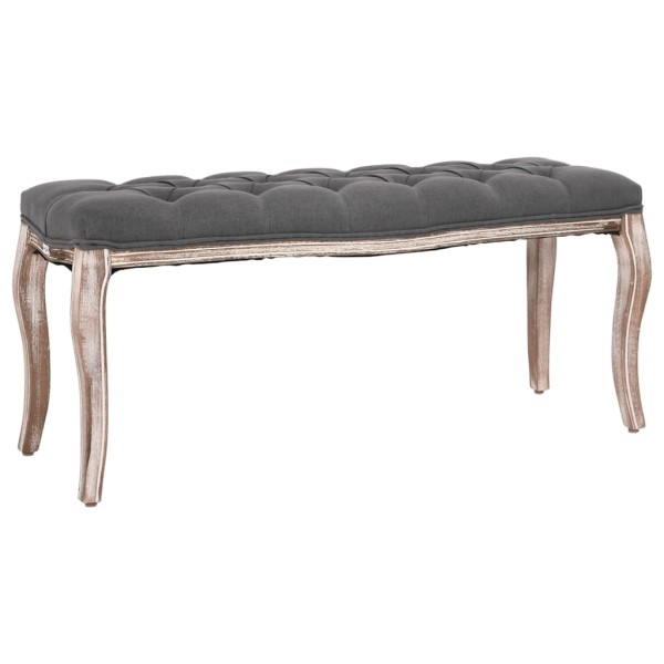 Bench, dark grey, 110x38x48cm, linen/solid wood