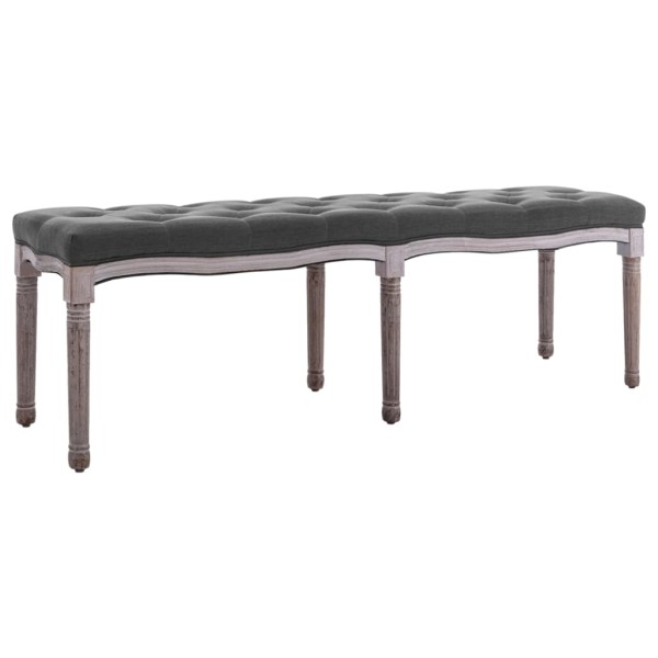 Bench, dark grey, 150x40x48cm, linen/solid wood