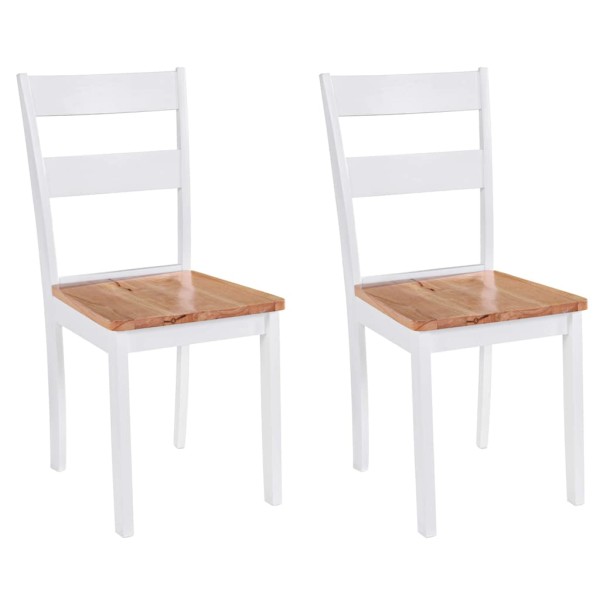 Dining room chairs, 2 pcs., white. sp., rubber tree wood. array