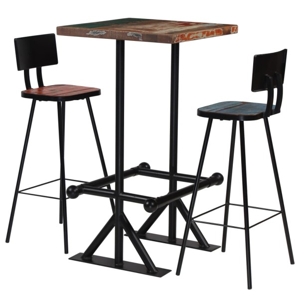 Bar furniture set, 3d., recycled wood, multicolored