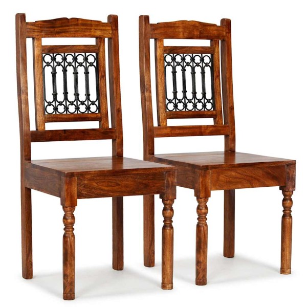 Dining room chairs, 2 pcs., solid wood with honey finish