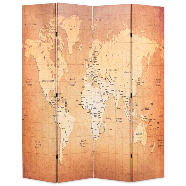 Room divider, 160x170cm, world map, yellow
